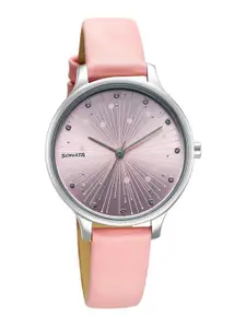 Sonata Women Leather Straps Analogue Watch 87050SL03
