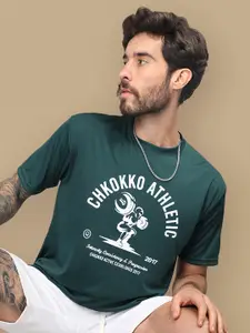 CHKOKKO Typography Printed Round Neck Short Sleeves Regular T-shirt