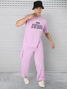 CHKOKKO Typography Printed T-Shirt & Joggers