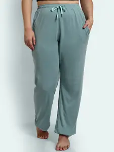 CUPID Women Plus Size Mid-Rise Straight-Fit Cotton Lounge Pants