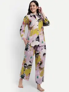 NIGHT FLOSS Abstract Printed Pure Cotton Night Suit