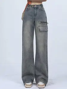LULU & SKY Women Straight Fit Heavy Fade High-Rise Jeans