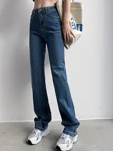 LULU & SKY Women Straight Fit Clean Look Light Fade Whiskers Jeans