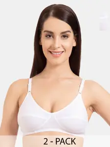 KOMLI Pack Of 2 Non-Padded Non-Wired Cotton Everyday Bra With All Day Comfort