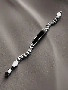 Fashion Frill Men Silver-Plated Stainless Steel Link Bracelet