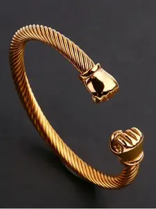 Fashion Frill Men Gold-Plated Stainless Steel Kada Bracelet