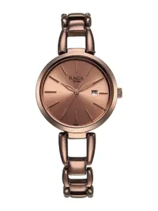 Titan Women Textured Dial & Bracelet Style Straps Reset Time Analogue Watch 2642QM01
