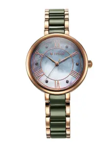 Titan Women Mother of Pearl Dial & Stainless Steel Straps Analogue Watch 95217KD02