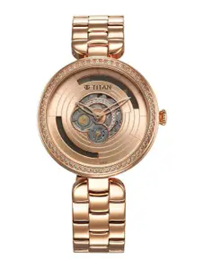 Titan Women Embellished Dial Bracelet Style Straps Analogue Watch 95229WM01