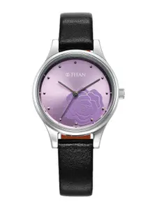 Titan Women Round Shaped Dial & Leather Straps Analogue Watch 2679SL01