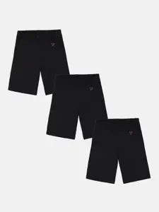 TWIN BIRDS Girls Pack Of 3 Skinny Fit Pure Cotton Sports Shorts