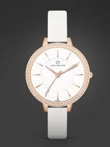 CARLINGTON Women Embellished Analogue Chronograph Watch Iconic 2046 White