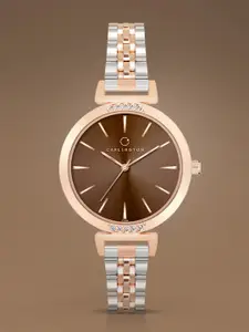 CARLINGTON Women Bracelet Style Straps Analogue Chronograph Watch Iconic 2034 Two