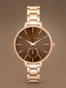 CARLINGTON Women Dial & Bracelet Style Straps Round Analogue Chronograph Watch Iconic 2038