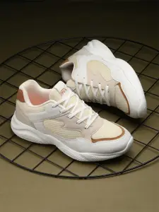 HRX by Hrithik Roshan Men Cream-Coloured Mesh Running Shoes