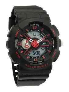 Sonata Men Asymmetric Dial Analogue and Digital Watch 77132PP03W