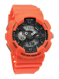 Sonata Men Printed Dial & Textured Straps Analogue and Digital Watch 77132PP10W