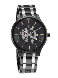 Sonata Men Textured Dial & Stainless Steel Straps Analogue Watch 7140KM03