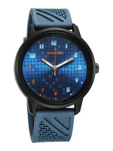 Sonata Men Printed Dial & Synthetic Straps Analogue Watch 77085PP19W