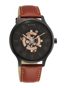 Sonata Men Skeleton Dial & Leather Straps Analogue Watch 7140NL07