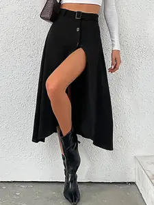 StyleCast A-Line Front Slit Midi Skirt
