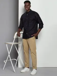 Tommy Hilfiger New Horizontal Stripes Spread Collar Long Sleeves Cotton Casual Shirt