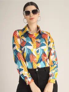 angloindu Floral Printed Spread Collar Casual Shirt