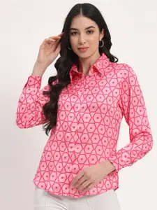 angloindu Geometric Printed Spread Collar Casual Shirt