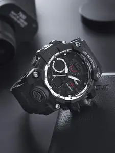 V2A Men Embellished Dial & Straps Analogue Watch V2A-CS-1518-Black-Silver-0