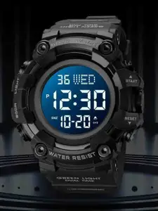 V2A Men Dial & Textured Straps Digital Watch V2A-1968-Black