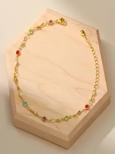 AQUASTREET Gold-Plated Artificial Stones and Beads Anklet
