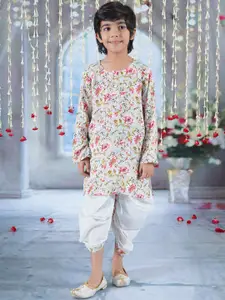 Little Bansi Boys Floral Printed Pure Cotton Kurta with Dhoti Pants