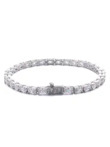 Drip Project Rhodium-Plated Cubic Zirconia Studded Elasticated Bracelet