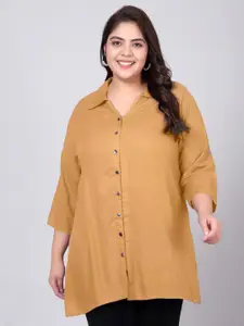Indietoga Plus Size Classic Regular Fit Longline Casual Shirt