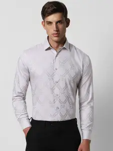 V Dot Slim Fit Geometric Printed Pure Cotton Party Shirt