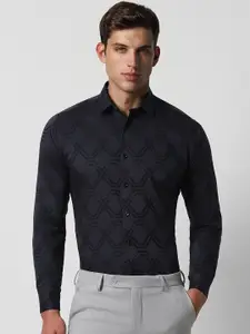 V Dot Slim Fit Printed Spread Collar Pure Cotton Casual Shirt