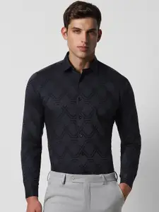 V Dot Slim Fit Printed Spread Collar Pure Cotton Casual Shirt