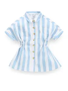 U.S. Polo Assn. Kids Girls Striped Extended Sleeves Cotton Shirt Style Dress