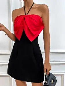 StyleCast Black Halter Neck Bow A-Line Dress