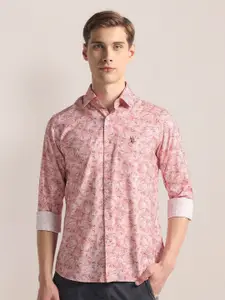 U.S. Polo Assn. Floral Printed Spread Collar Twill Casual Shirt