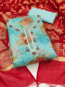 MANVAA Embroidered Organza Unstitched Dress Material