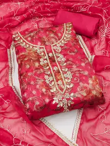 MANVAA Printed Organza Unstitched Dress Material