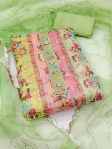 MANVAA Embellished Organza Unstitched Dress Material