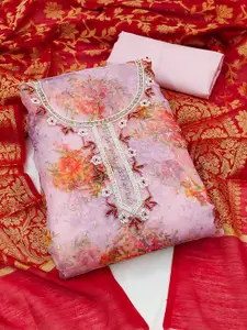 MANVAA Printed Organza Unstitched Dress Material