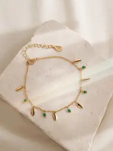 Accessorize Beaded Leaf Drop Anklet