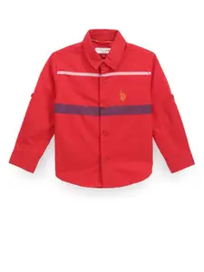 U.S. Polo Assn. Kids Boys Horizontal Striped Classic Twill Casual Shirt