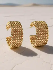 Rubans Voguish 18K Gold Plated Contemporary Half Hoop Earrings