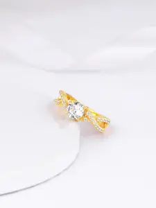 GIVA 925 Sterling Gold-Plated CZ Studded Finger Ring