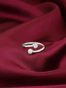 GIVA Rhodium-Plated Stone-Studded Finger Ring