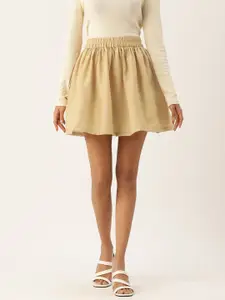 Molcha Soild Pleated Pocket Detailing Flared Mini Skirt